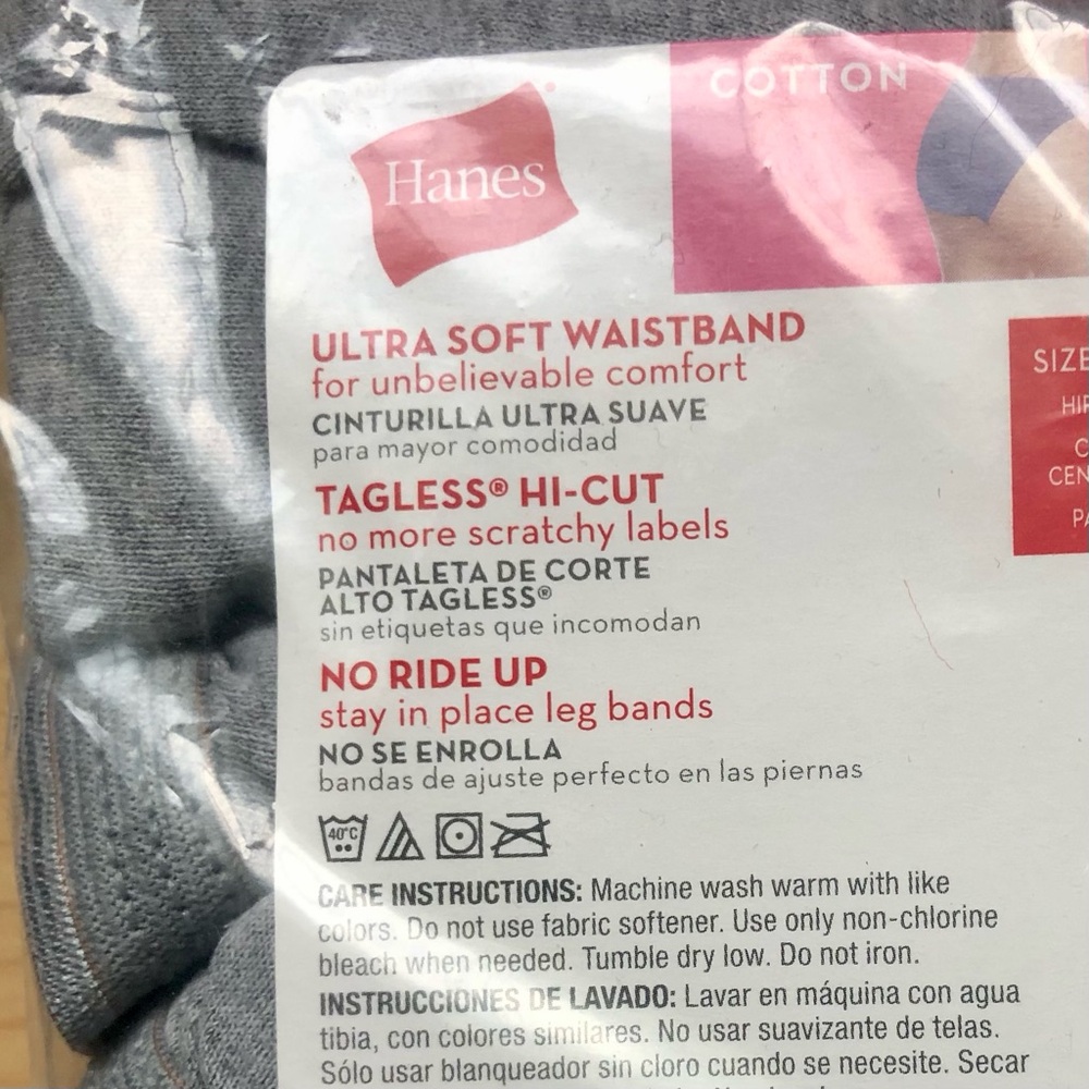 NWT Hanes Tagless Hi-Cut Gray Cotton Underwear 3 Pack - Picture 5 of 5